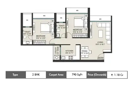 L&T Panvel Crestoria Estate 2 BHK floor plan